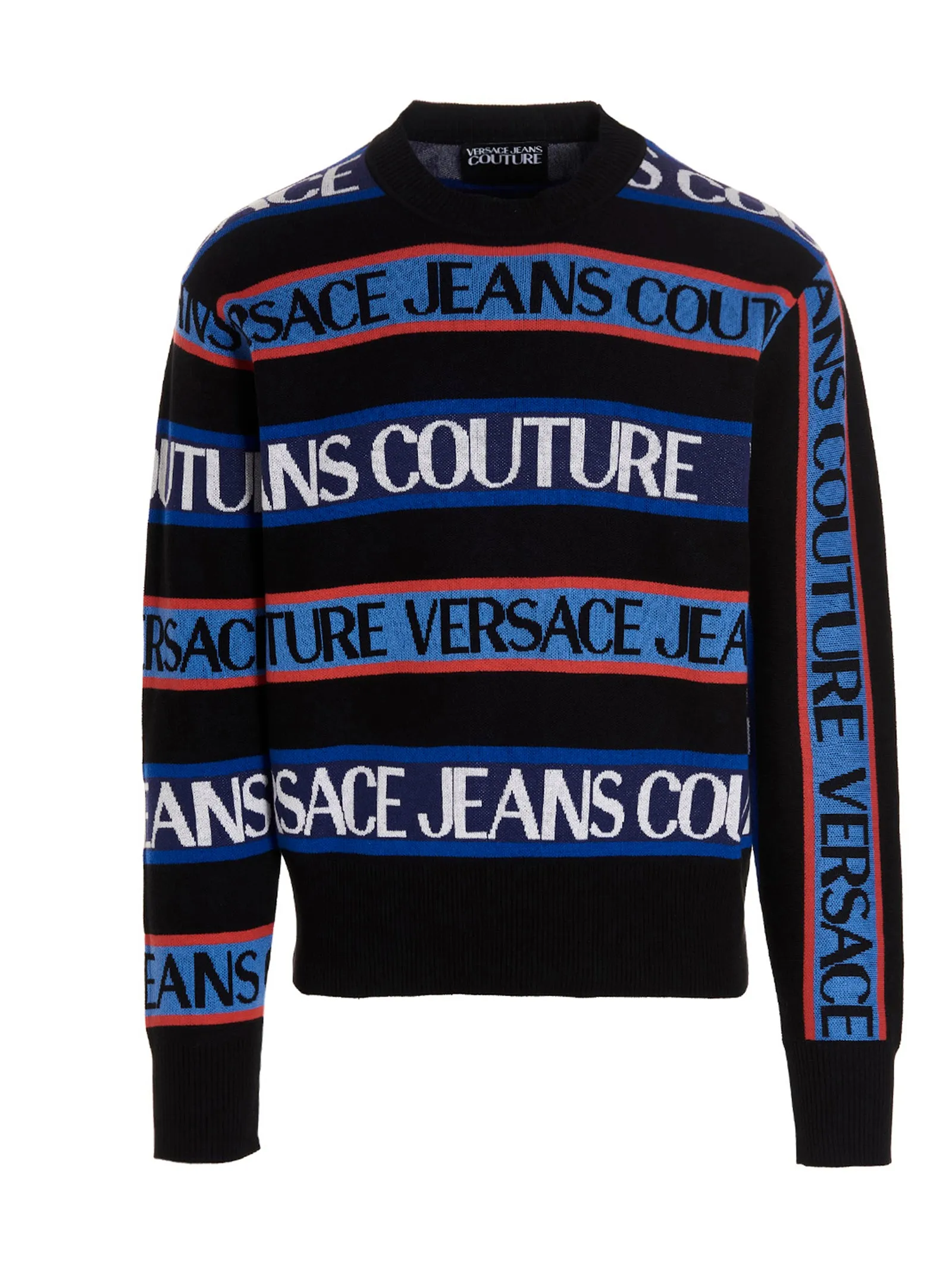 Versace Jeans Couture Logo Striped Crewneck Jumper