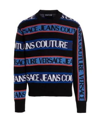 Versace Jeans Couture Logo Striped Crewneck Jumper