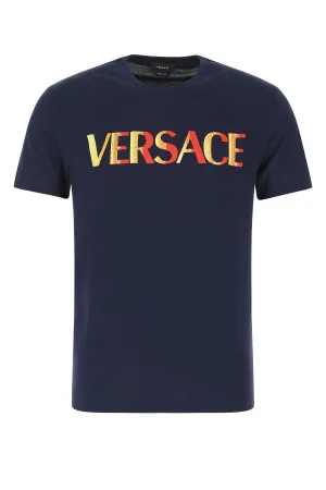 Versace Logo Embroidered Crewneck T-Shirt