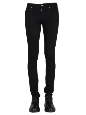 Versace Logo Patch Buttoned Skinny Jeans
