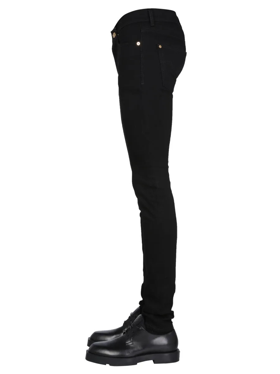 Versace Logo Patch Buttoned Skinny Jeans