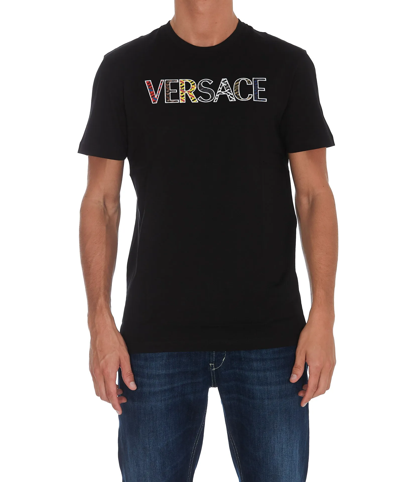 Versace Logo Print Crewneck T-Shirt