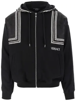 Versace Logo Printed Panelled Zipped Jacket
