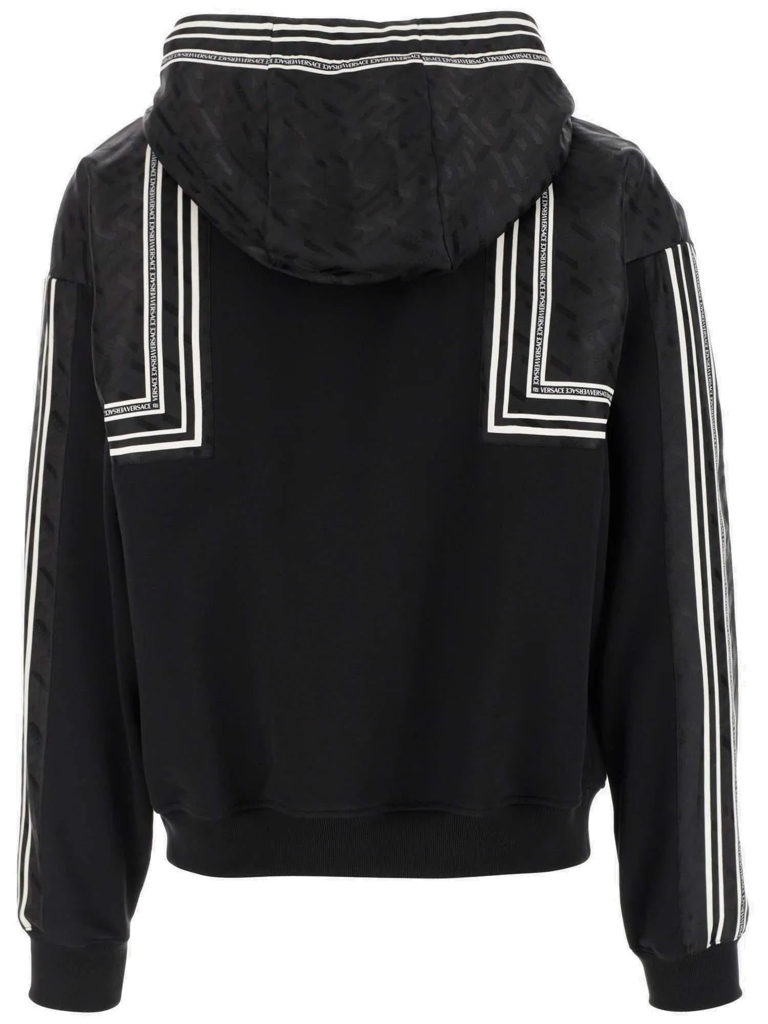 Versace Logo Printed Panelled Zipped Jacket