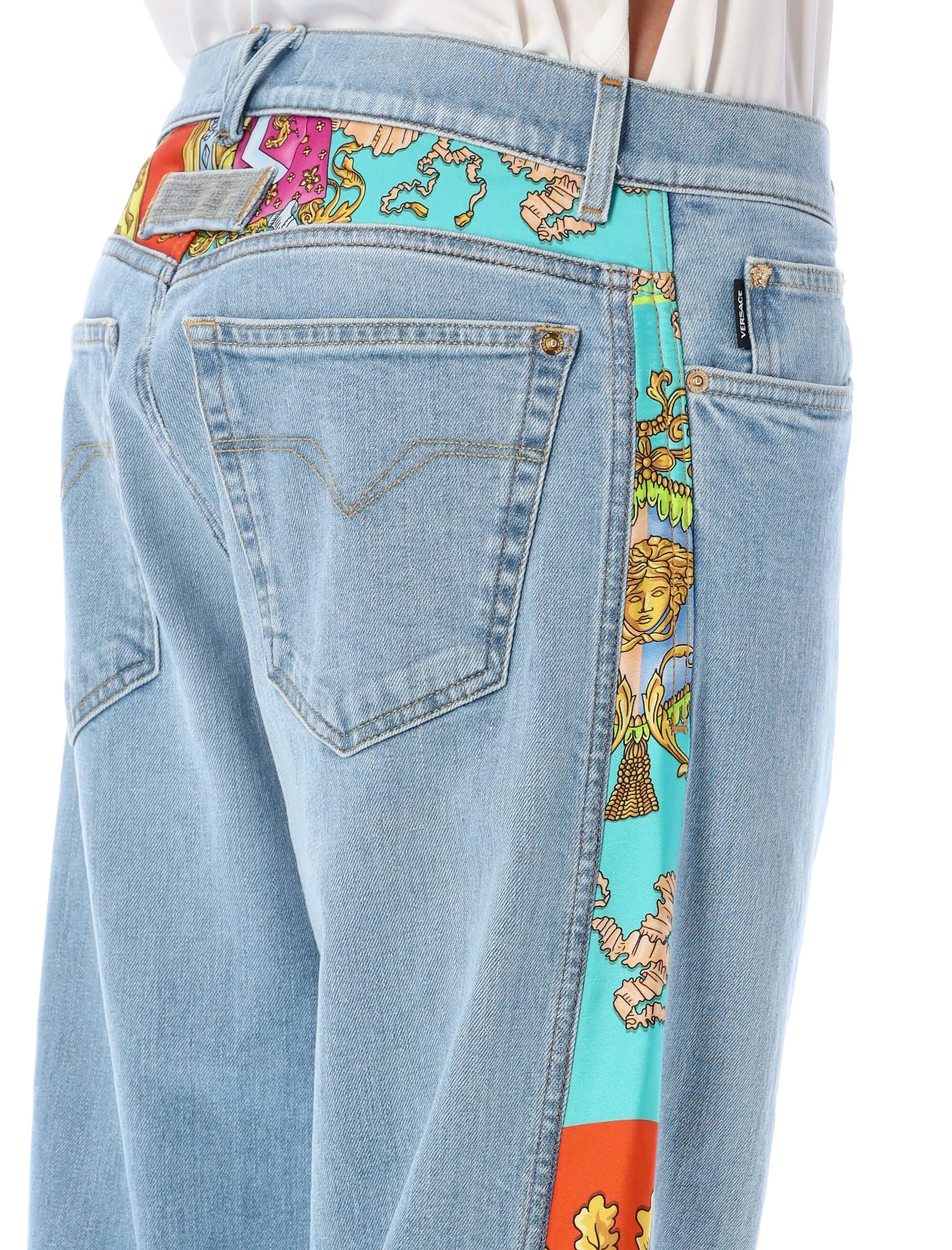 Versace Royal Rebellion Pattern Detailed Straight Leg Jeans