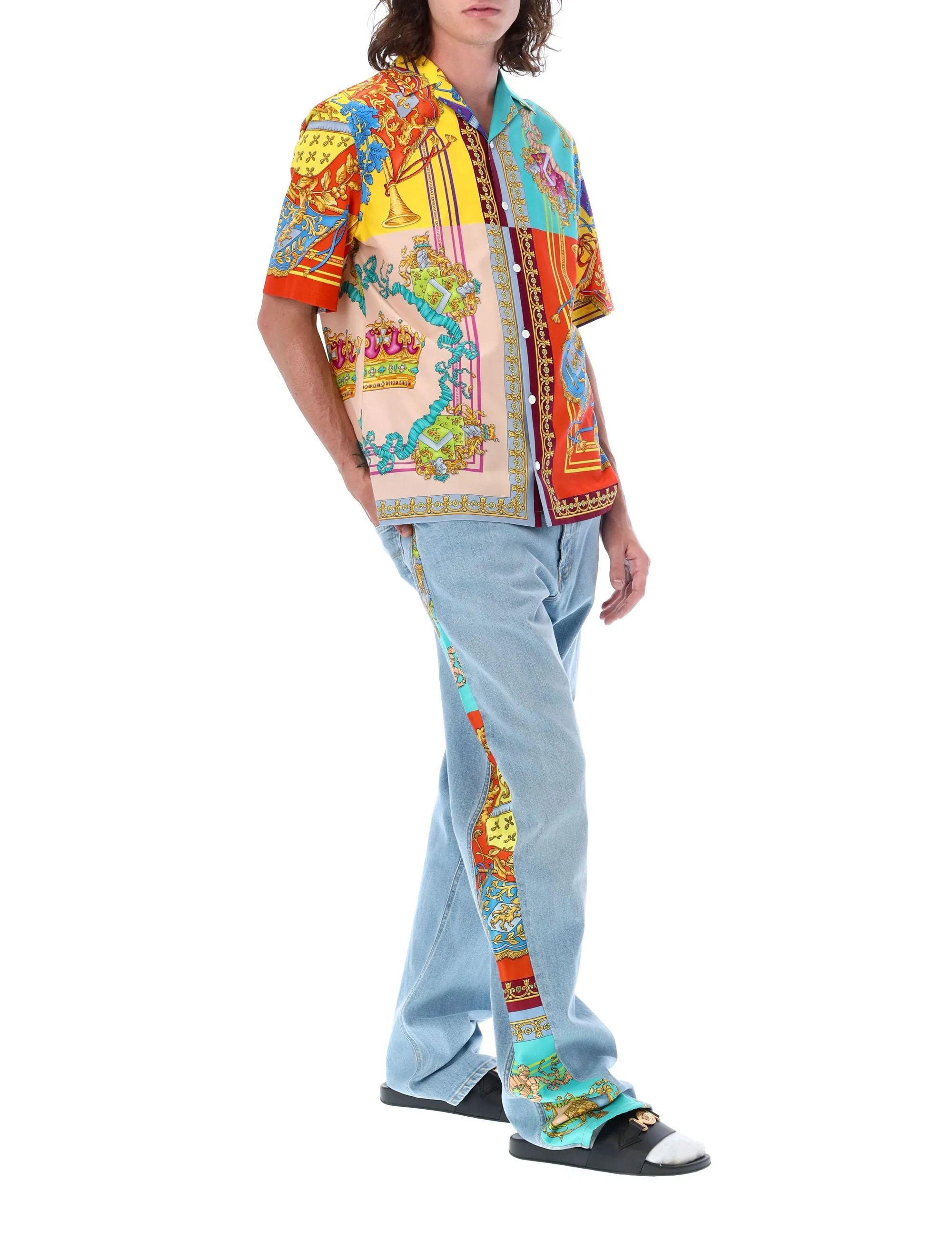 Versace Royal Rebellion Pattern Detailed Straight Leg Jeans