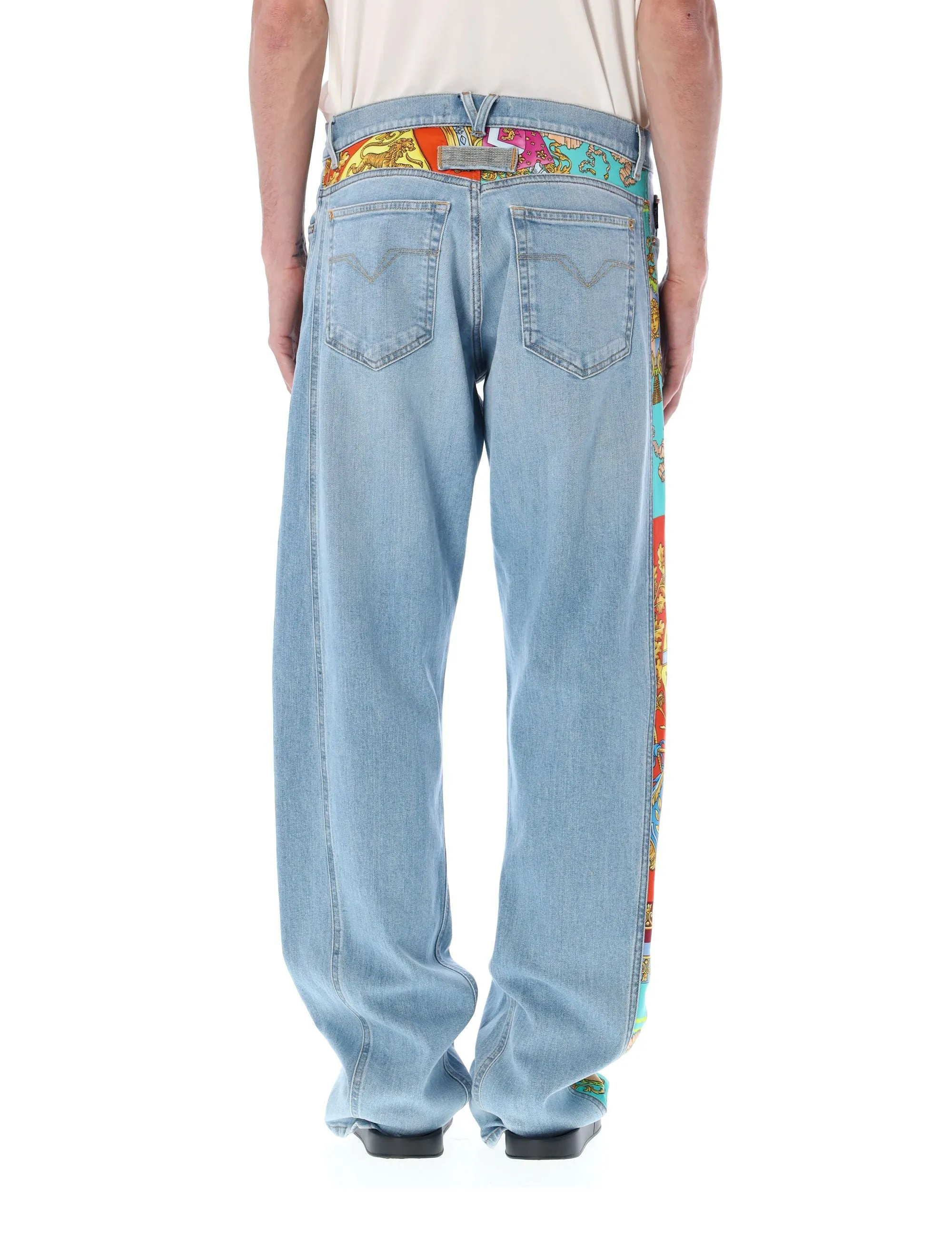 Versace Royal Rebellion Pattern Detailed Straight Leg Jeans
