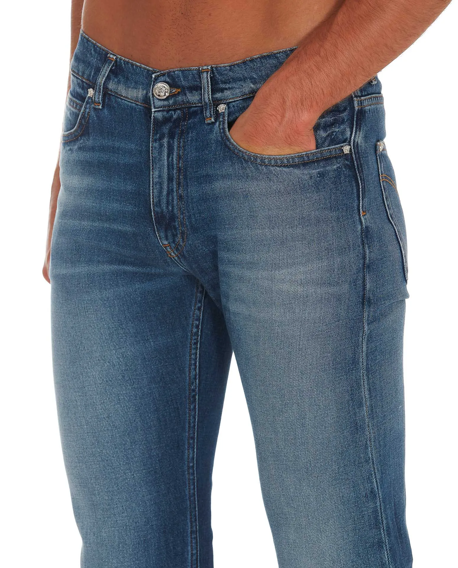 Versace Washed Effect Straight-Leg Jeans