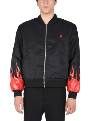 Vision Of Super Flame Print Zipped Bomber Jacket