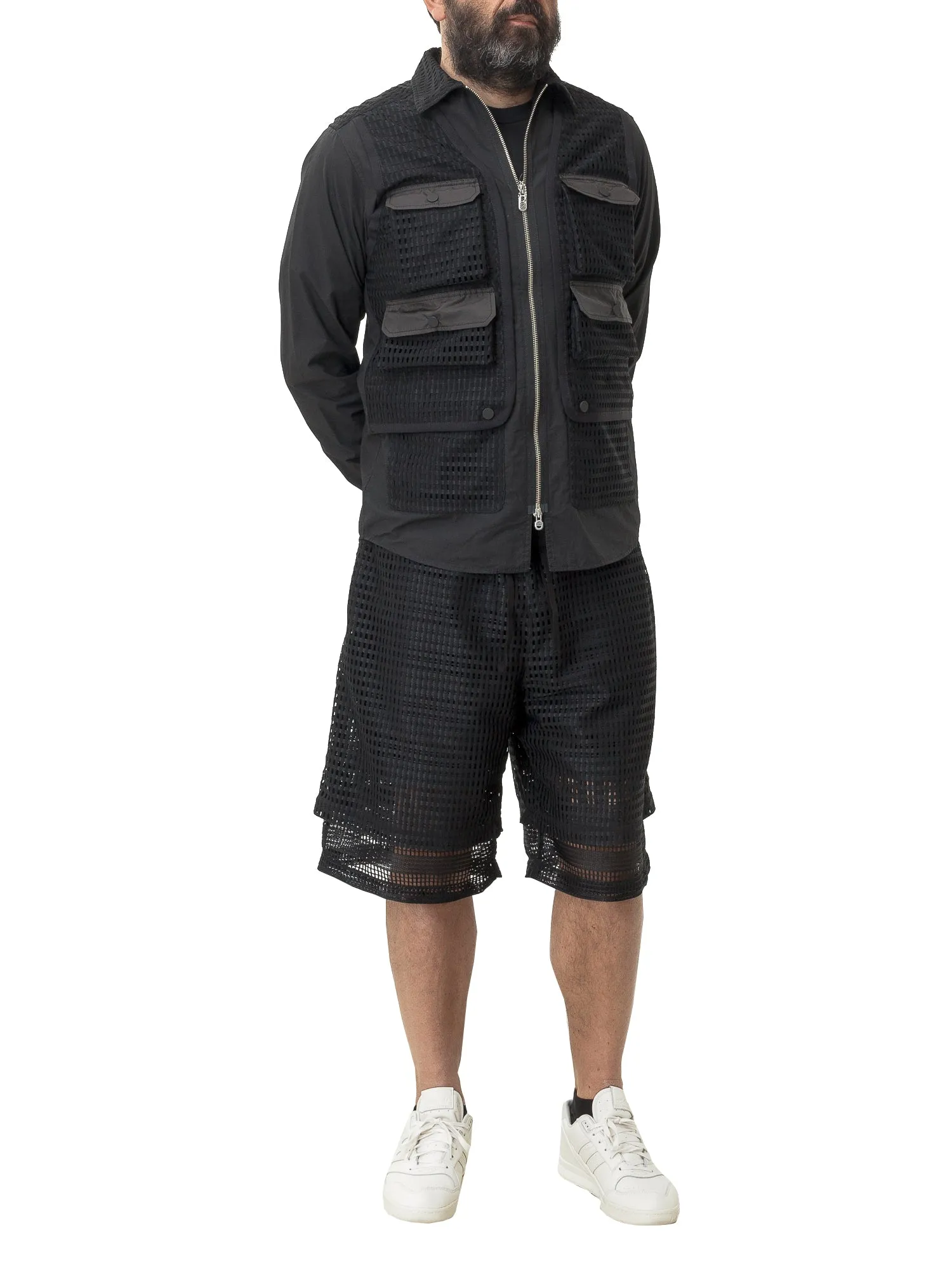 White Mountaineering Mesh Layered Shorts