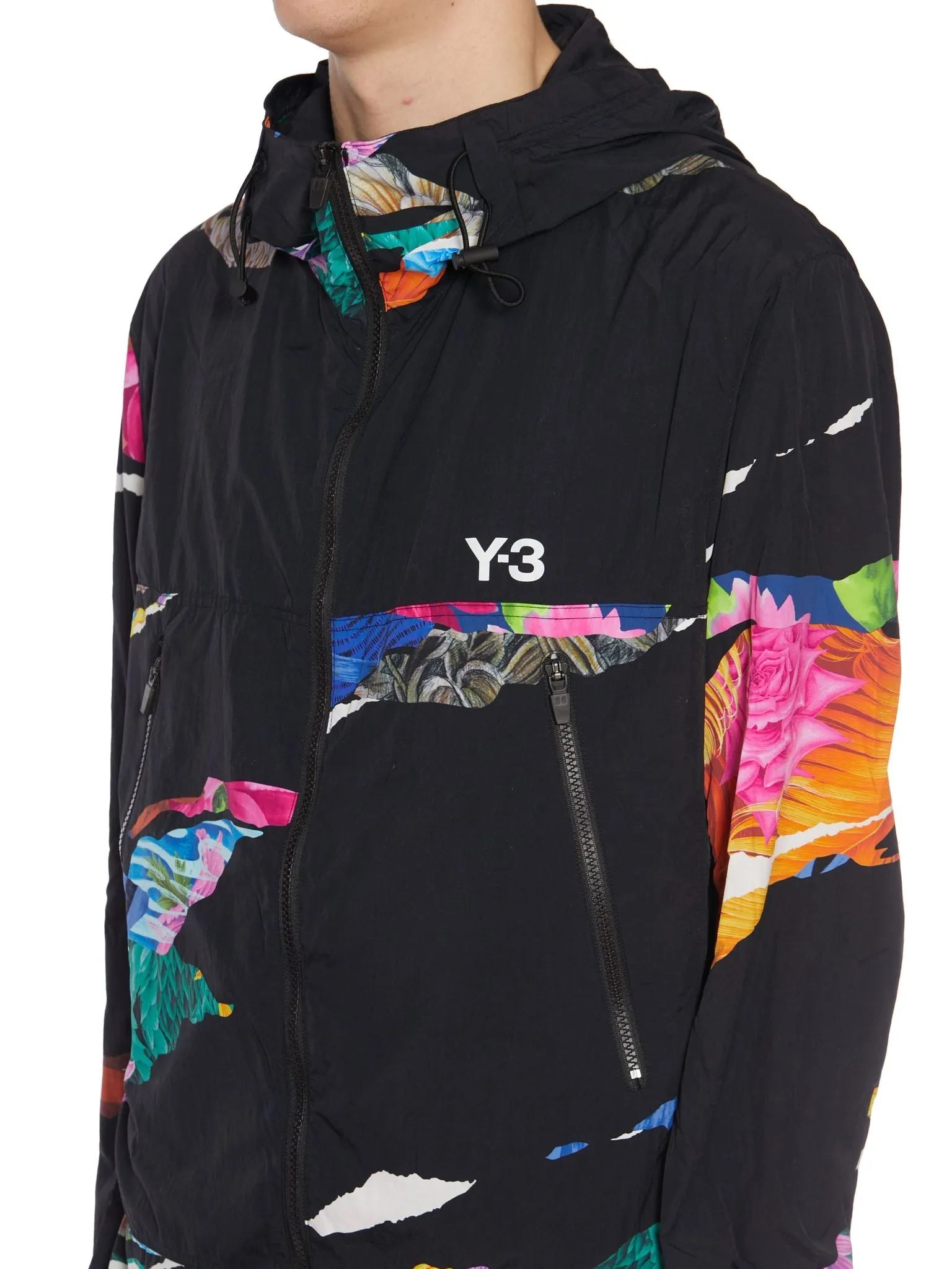 Y-3 CH2 Allover Graphic Printed Zipped Hooded Jacket