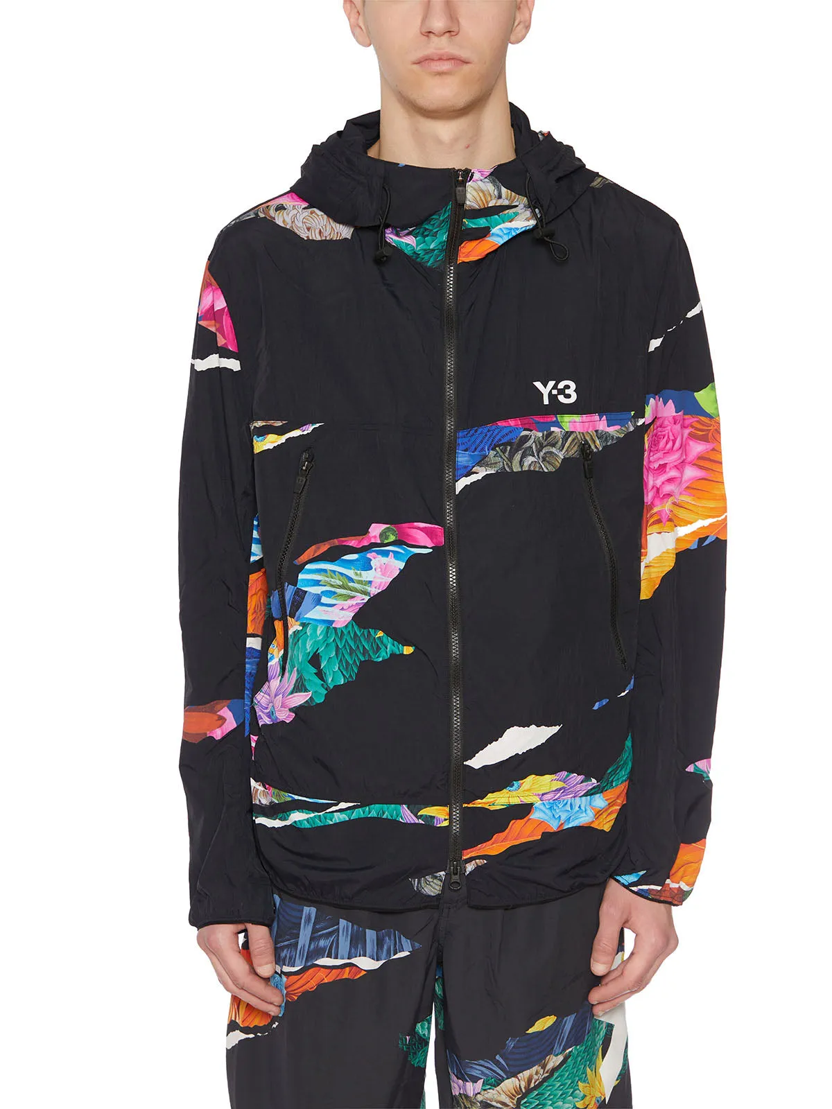 Y-3 CH2 Allover Graphic Printed Zipped Hooded Jacket