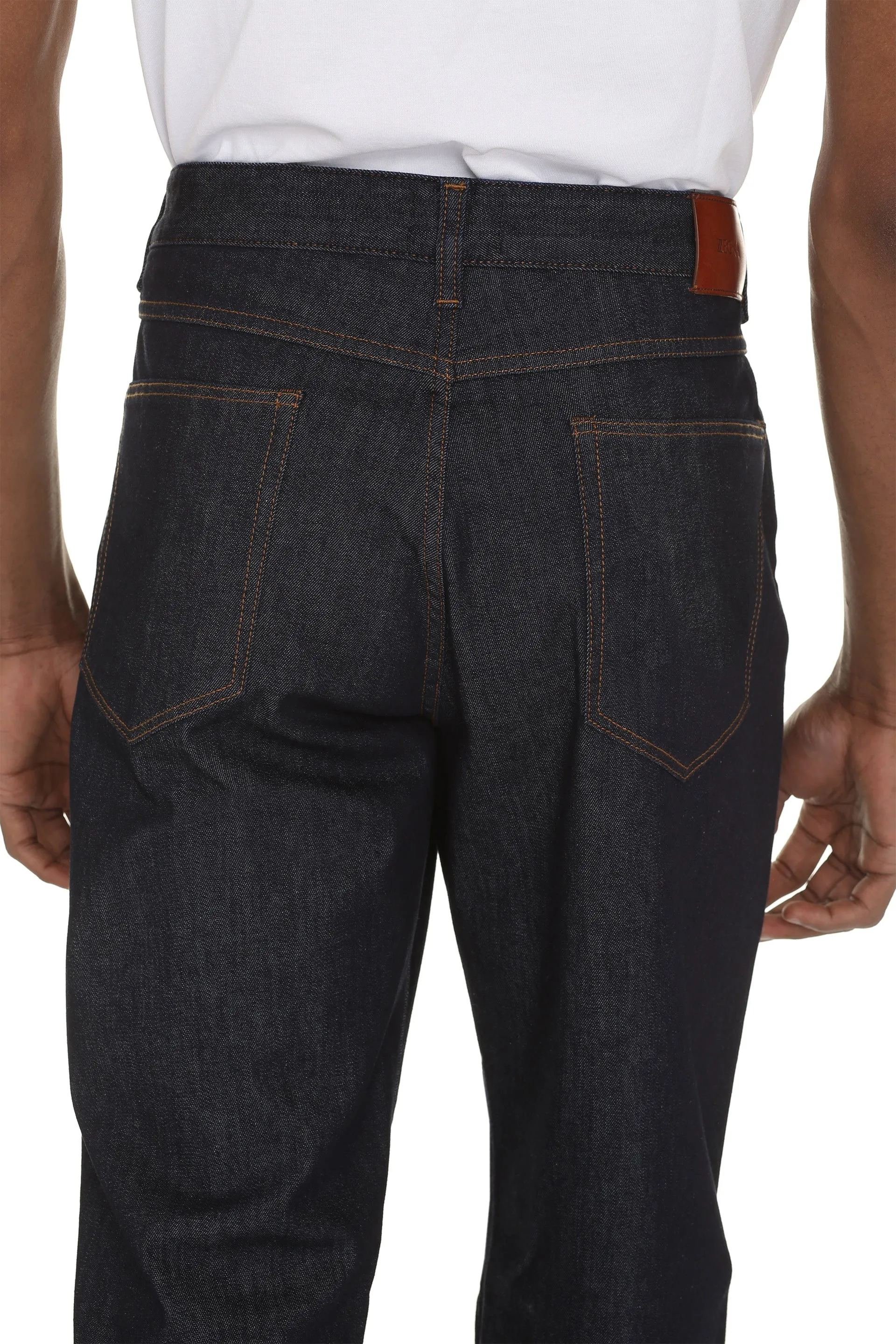 Z Zegna Logo Patch Straight Leg Jeans
