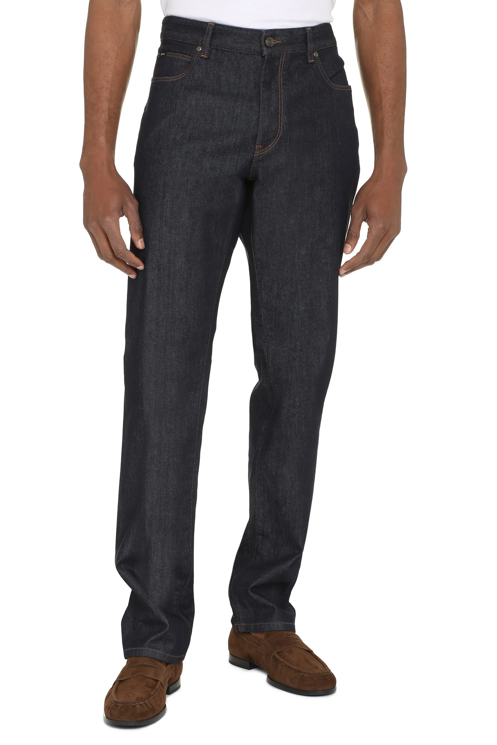 Z Zegna Logo Patch Straight Leg Jeans